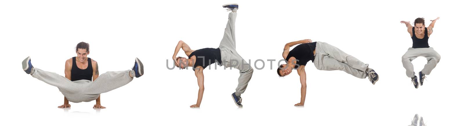 Man dancing isolated on the white