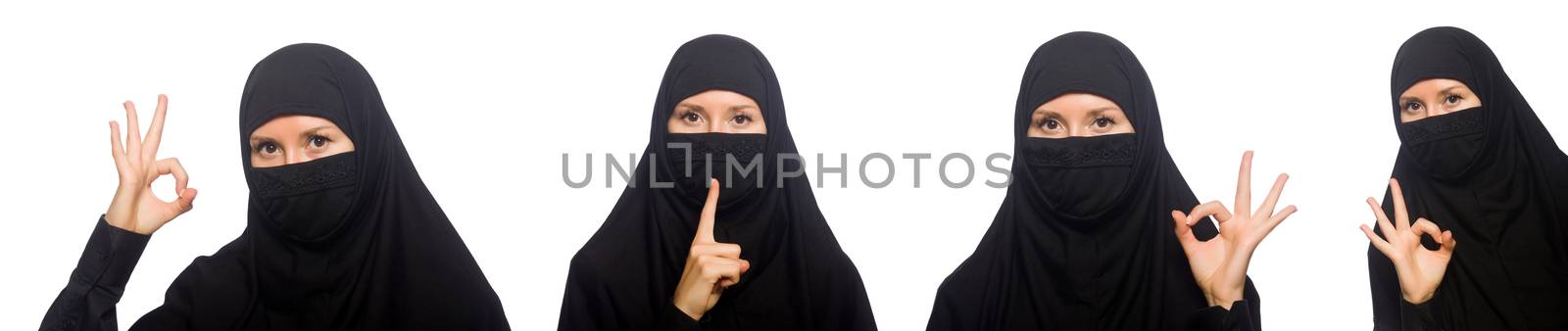 Muslim woman isolated on the white