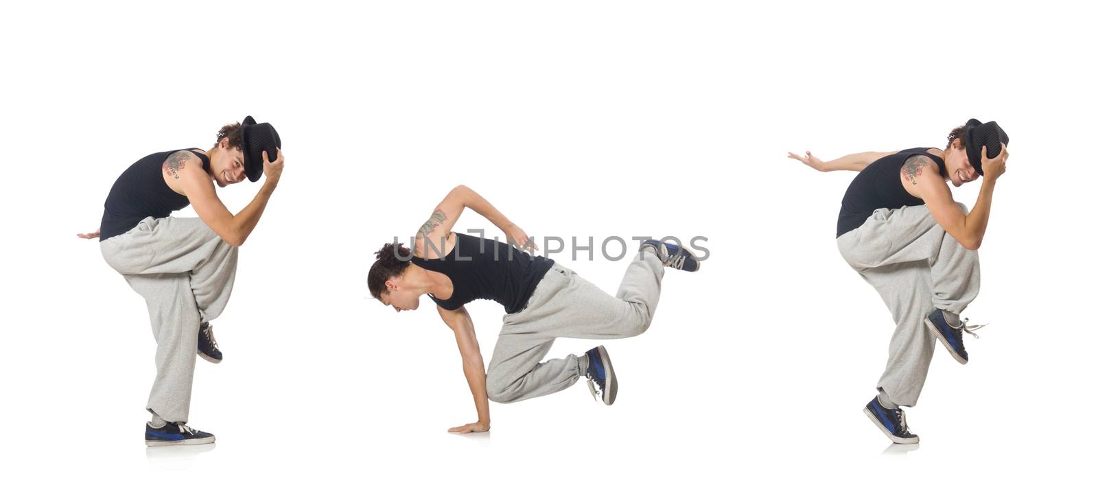 Man dancing isolated on the white