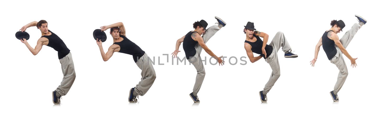 Man dancing isolated on the white