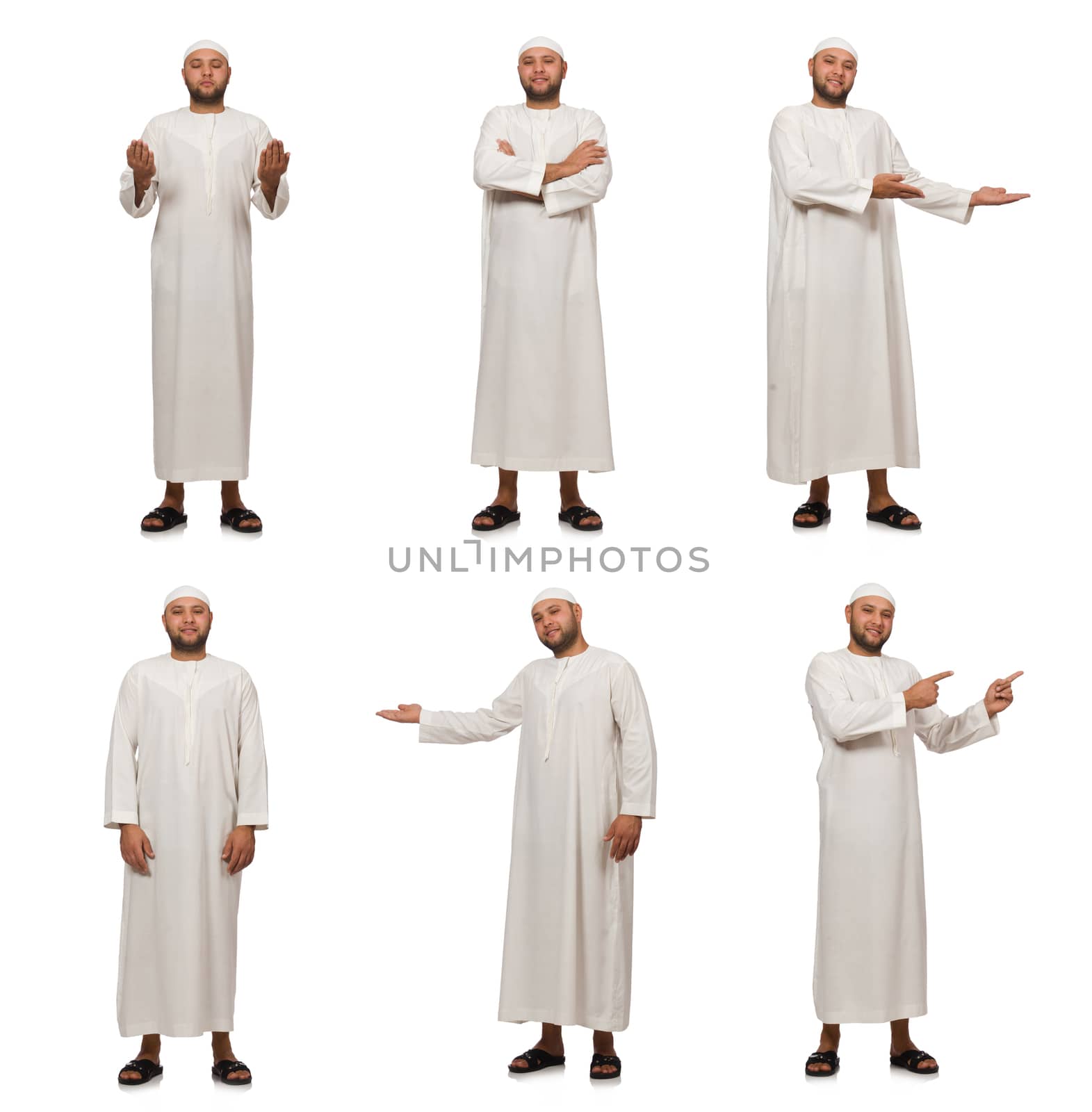 Concept with arab man isolated on white