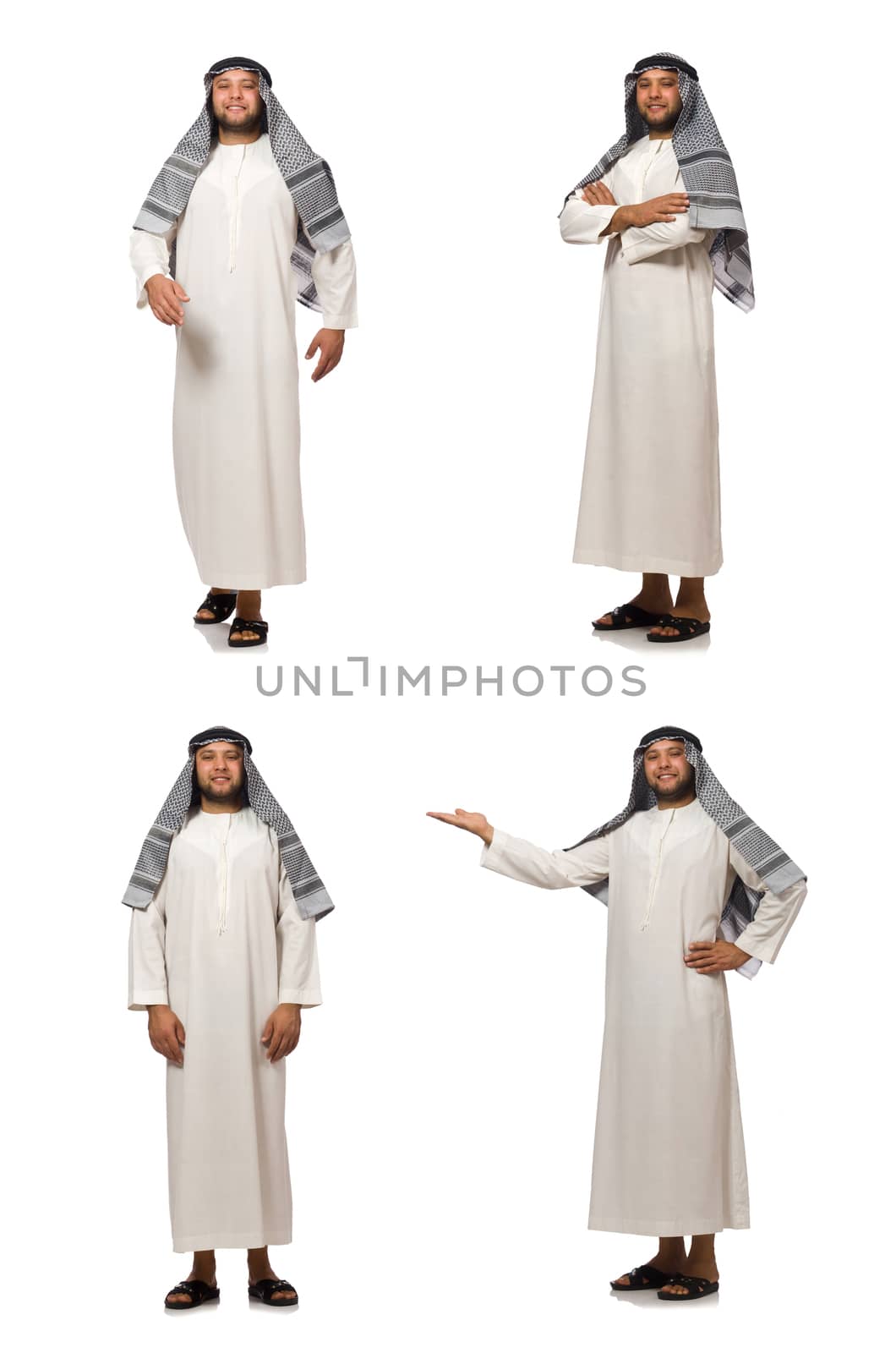 Concept with arab man isolated on white