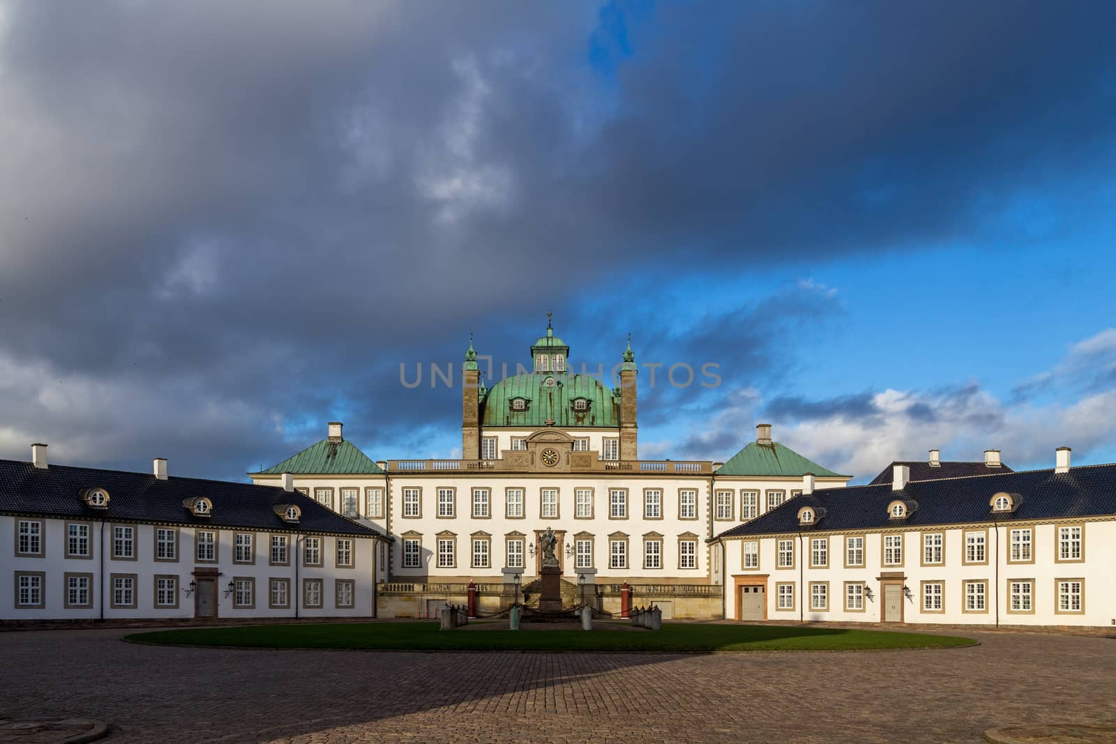 Fredensborg, Denmark - January 02, 2017: Exterior view of Fredensborg Palace which is spring an autumn residencce for the Danish Royal Family