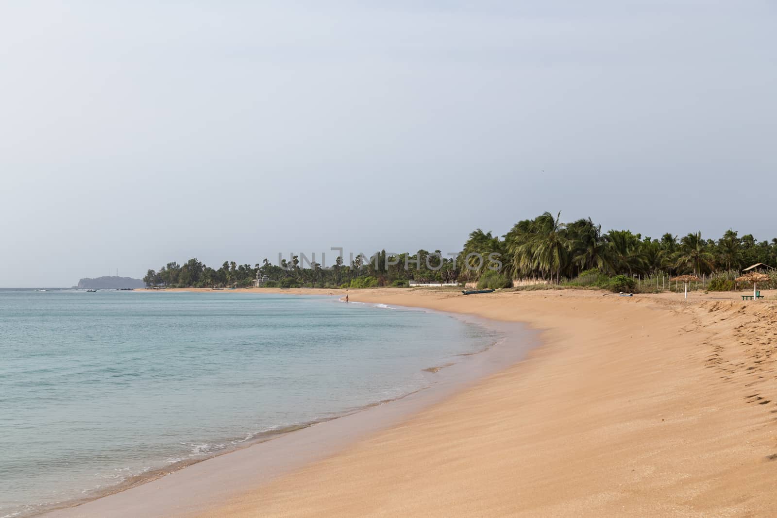 Trincomalee, Sri Lanka - August 20, 2018: An untouched sand beach in Nilaveli district