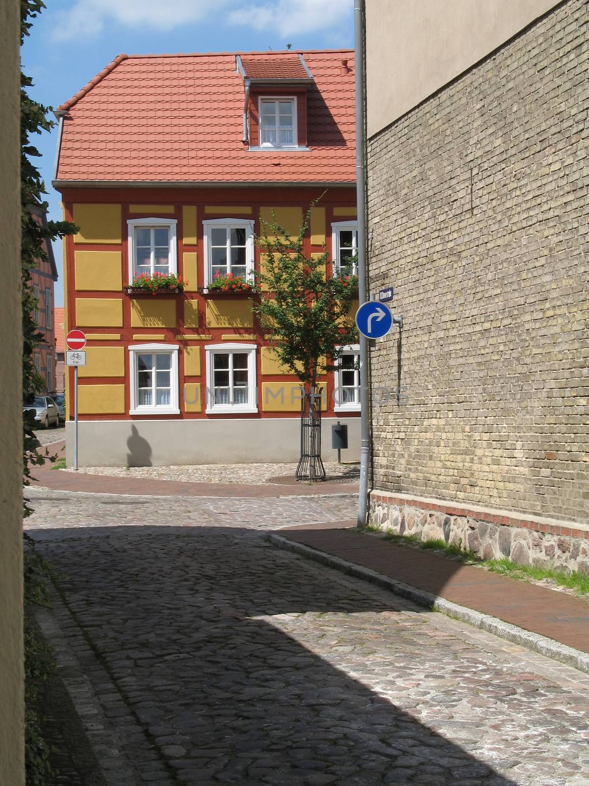 Street scene in Roebel, Mecklenburg-Western Pomerania, Germany.