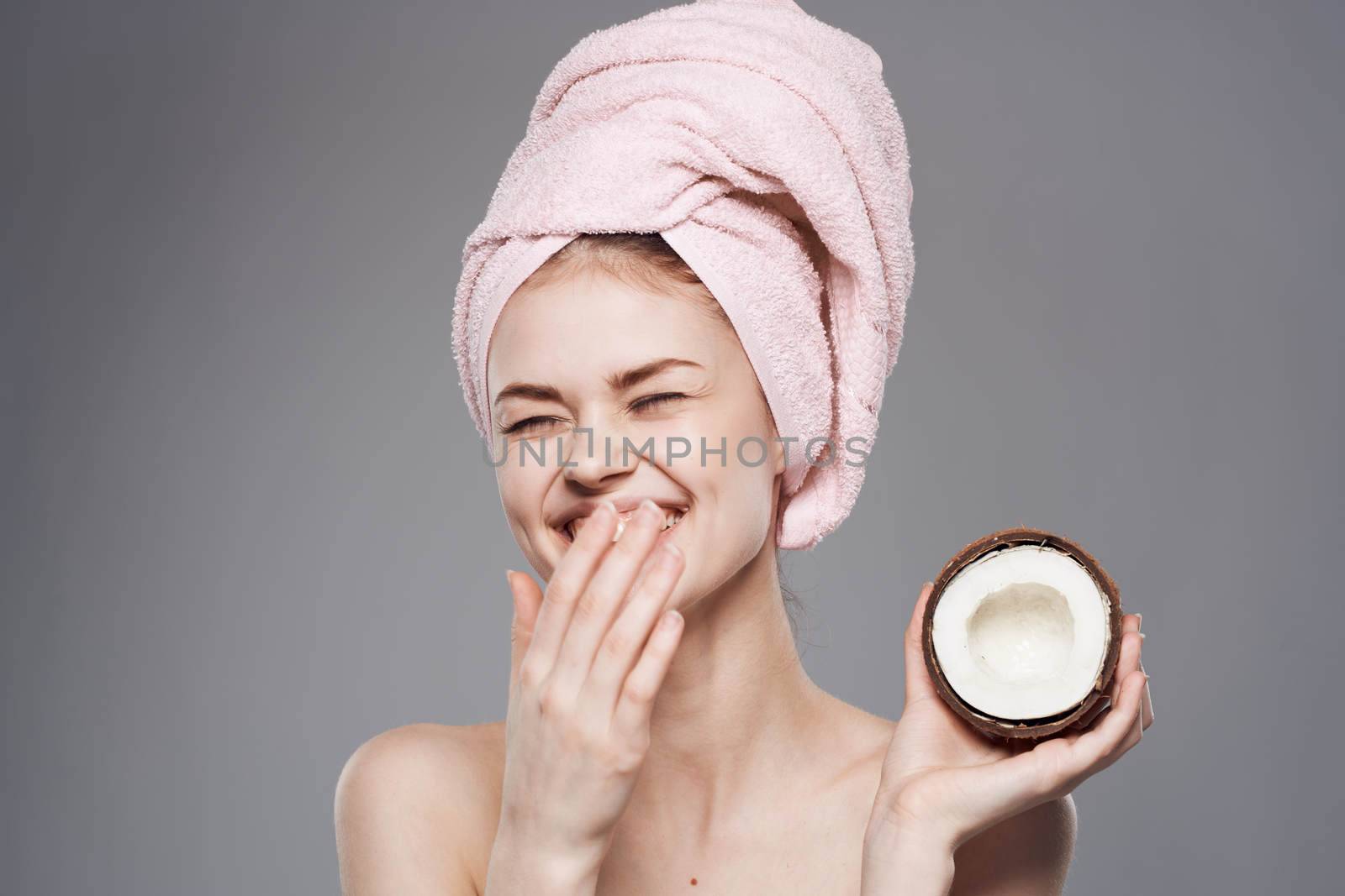 Cheerful woman spa treatments clean skin natural cosmetics by SHOTPRIME