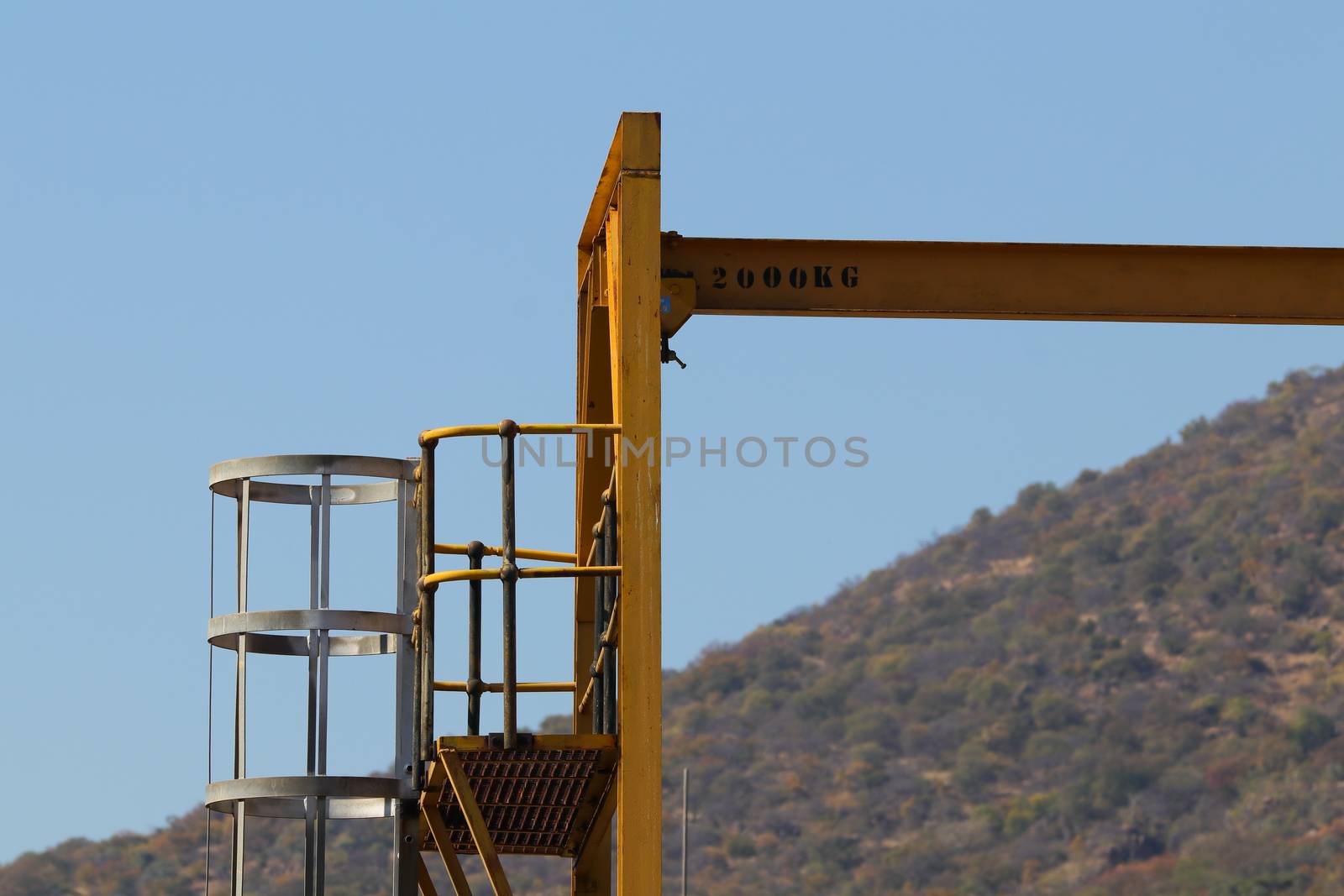 Industrial loading hoist structure with ladder and platform, Burgersfort, South Africa