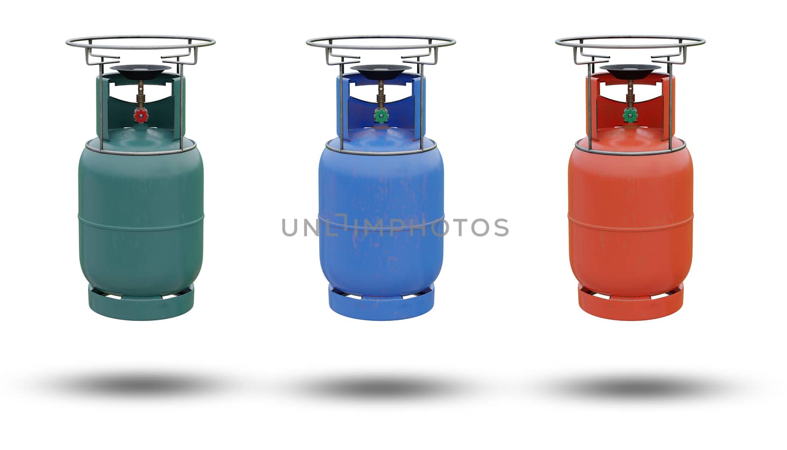 Set of LPG gas tank on isolate white background. by SaitanSainam