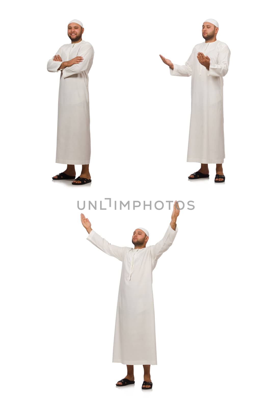 Concept with arab man isolated on white