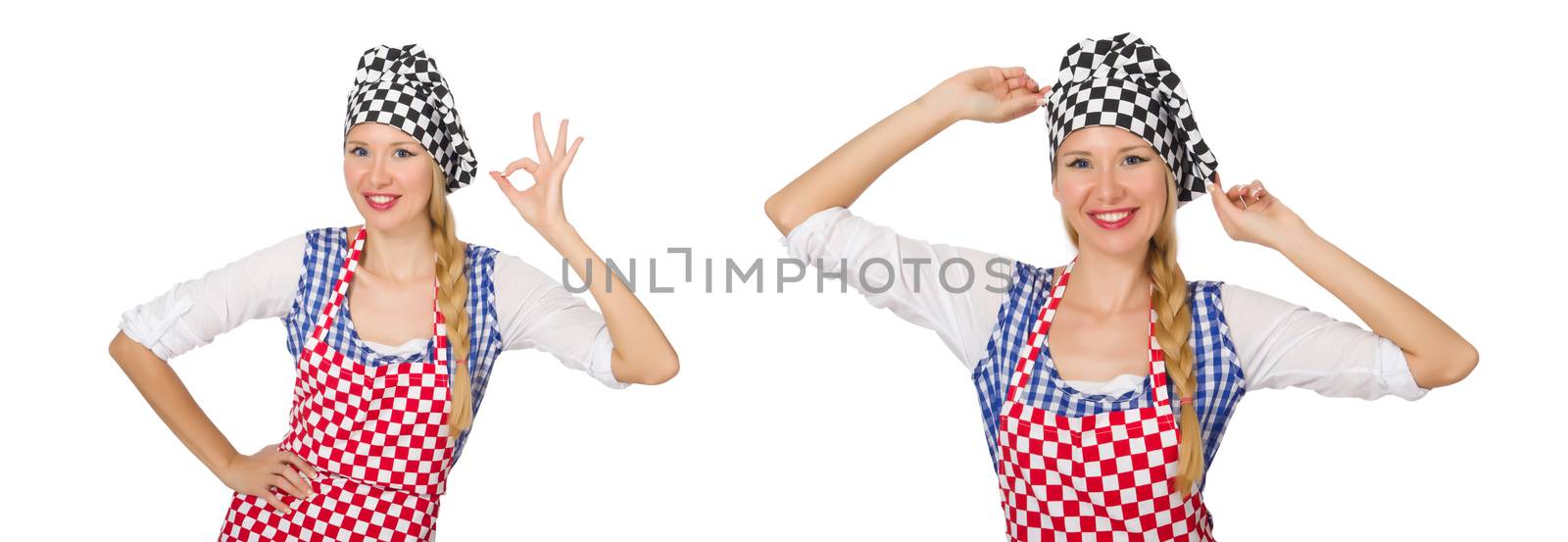 Woman cook isolated on the white background