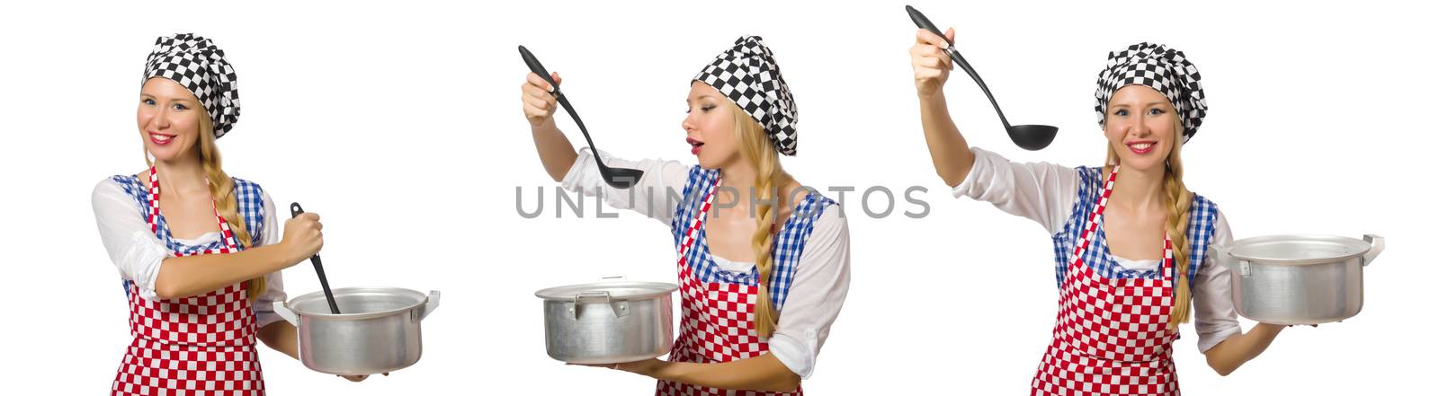 Woman cook isolated on the white background by Elnur