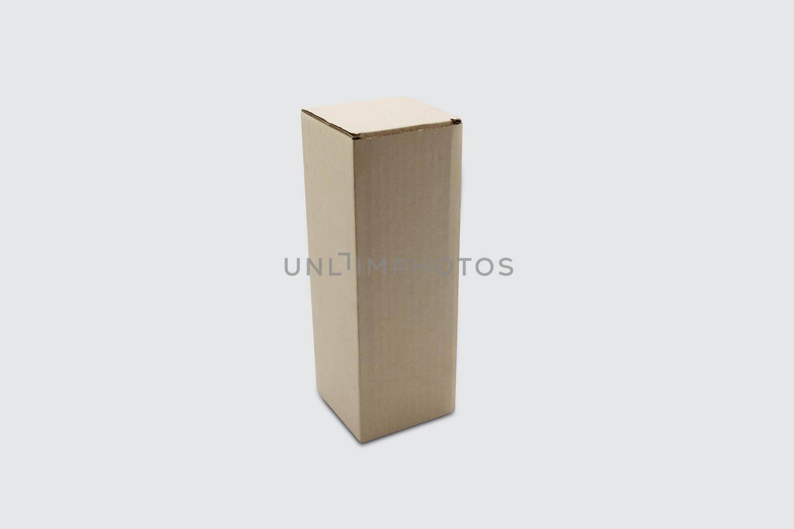 Mockup closed brown paper box isolated on white background, package and container, business with logistic, cardboard with packaging for parcel and delivery service, transportation concept. by nnudoo