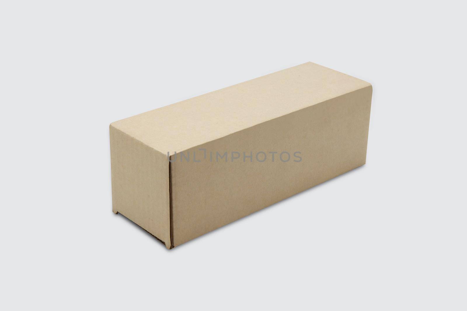Mockup closed brown paper box isolated on white background, package and container, business with logistic, cardboard with packaging for parcel and delivery service, transportation concept.