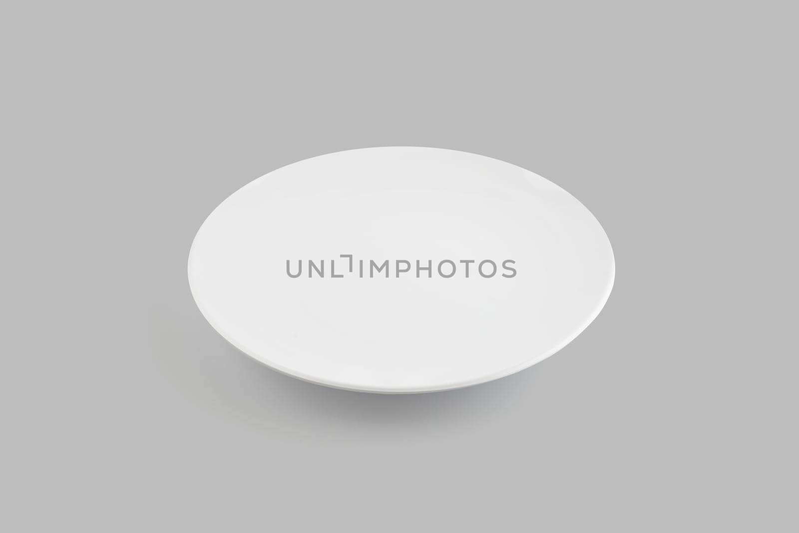 Dish isolated on white background, utensil for food, ceramic plate with empty, kitchenware or dishware with stainless in studio, object concept.