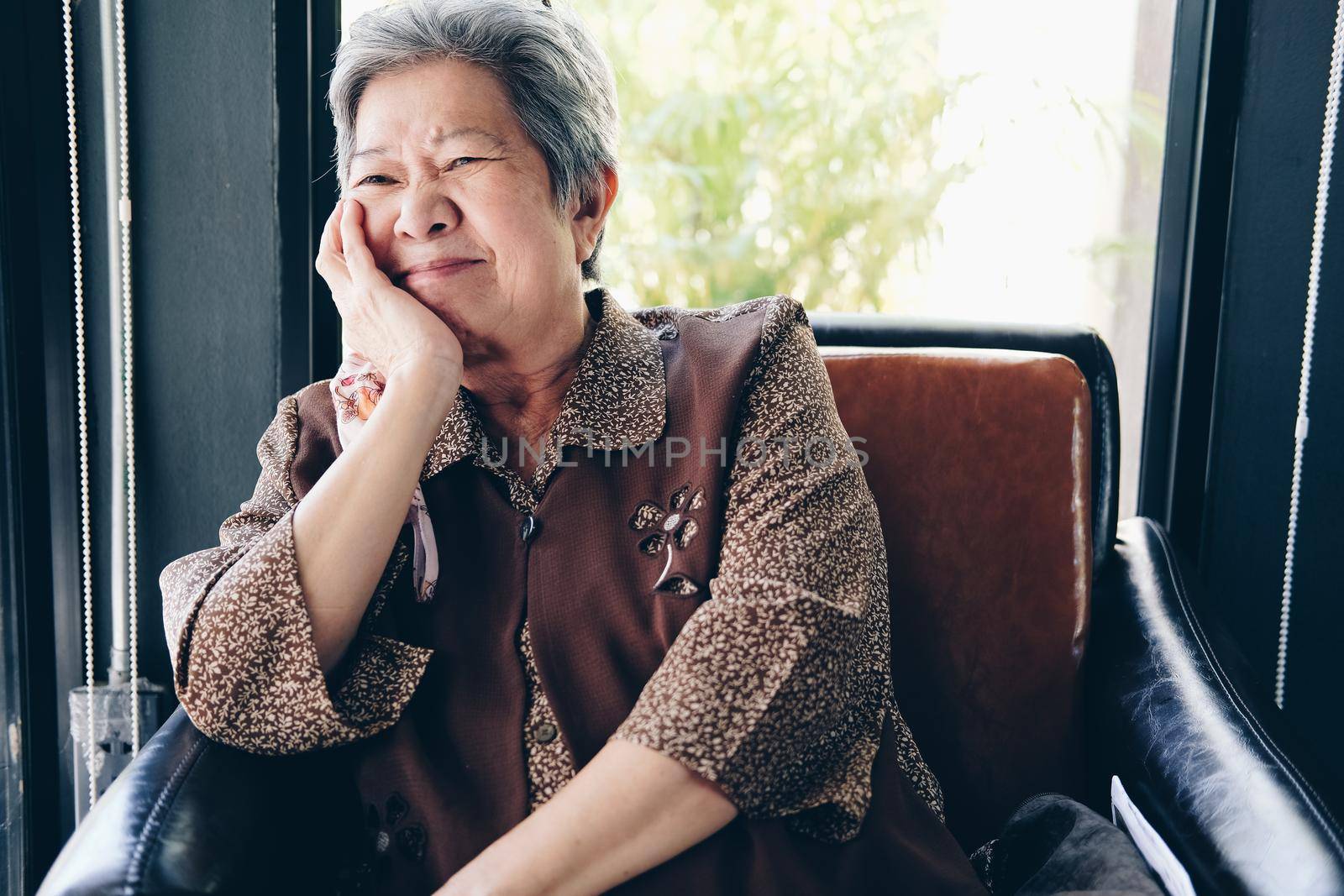 old asian elderly senior woman feeling upset angry