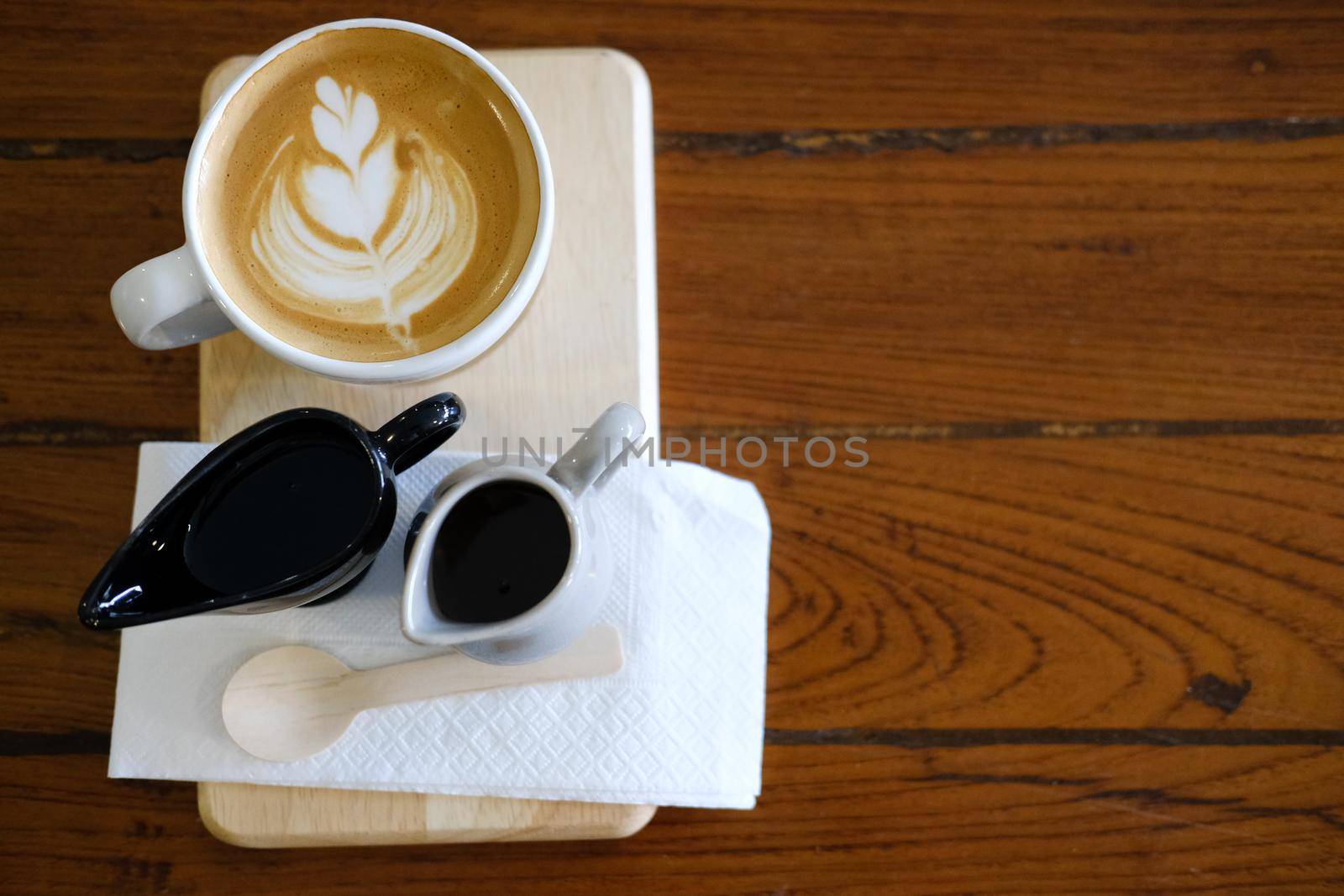 hot cappuccino mocha coffee with latte art
