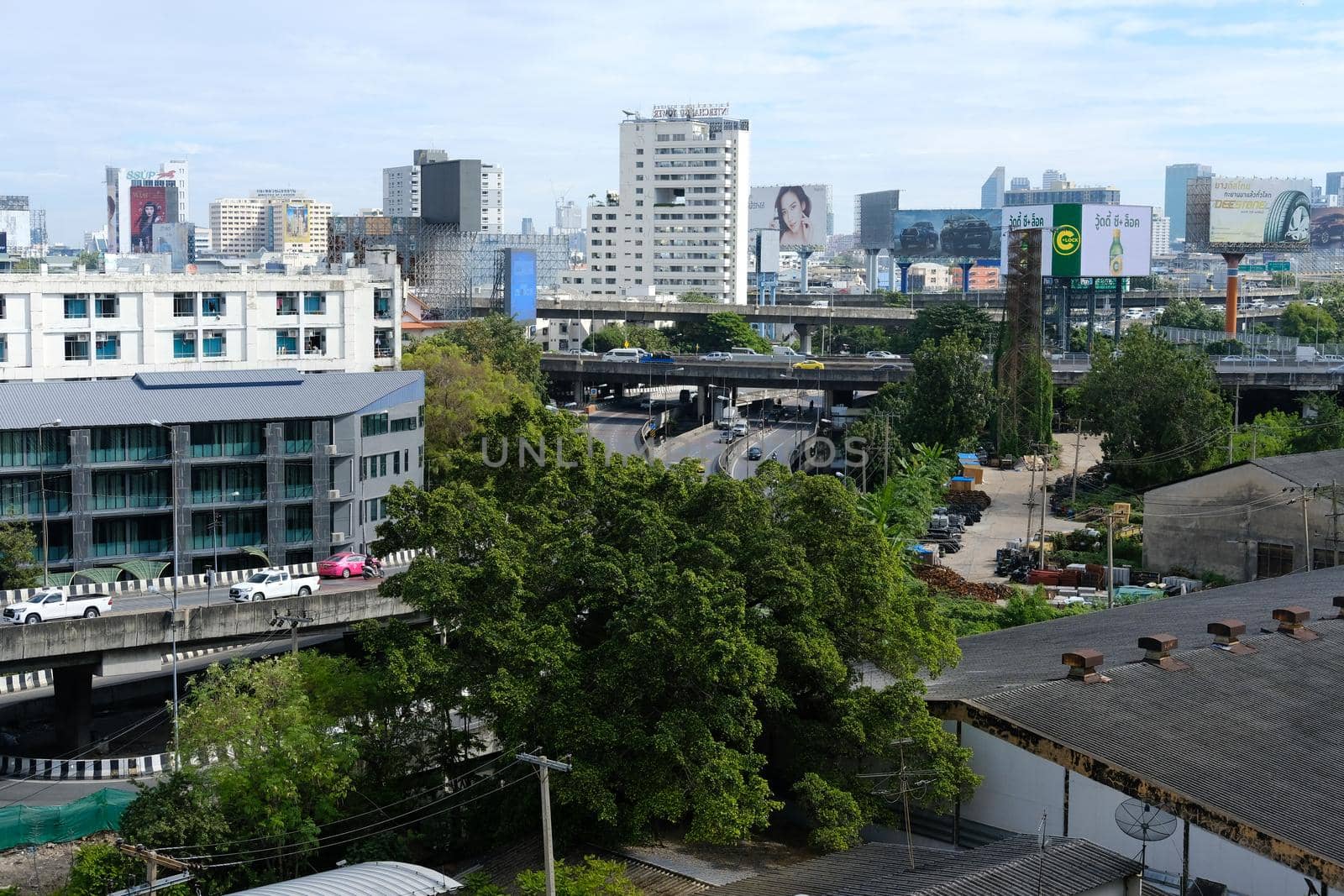 Bangkok, Thailand - November 30, 2020: Traffic in Rajaprarop area in Bangkok, Thailand on November 30, 2020.