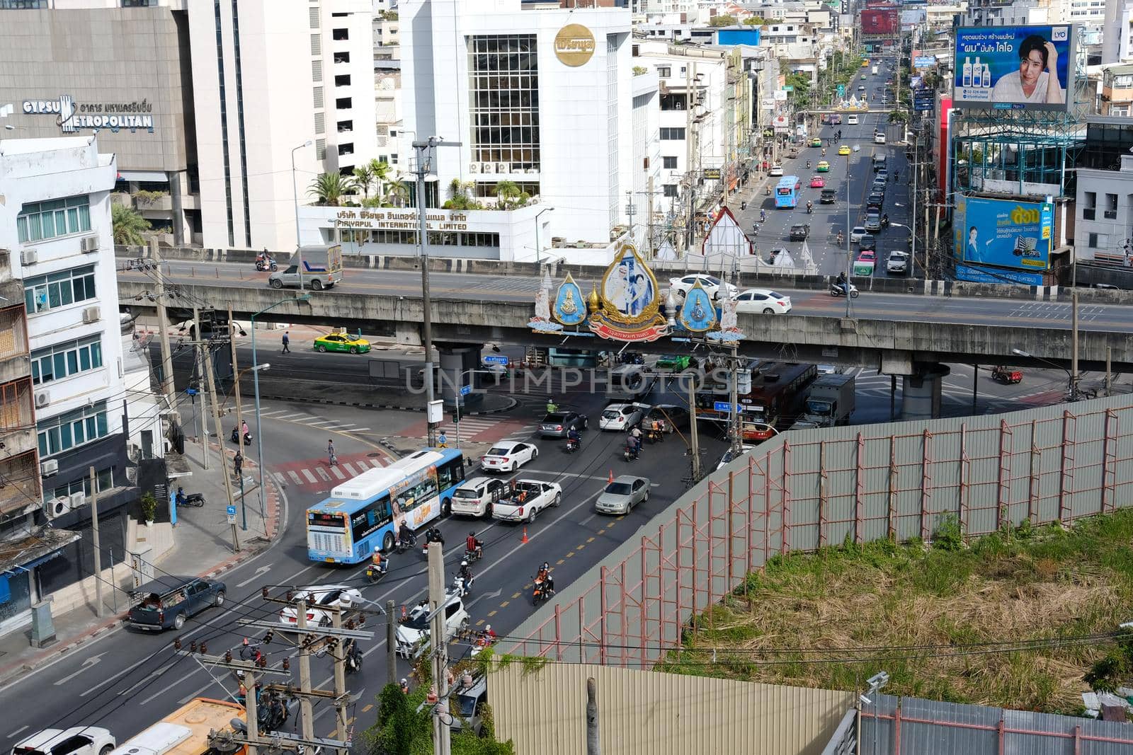 Bangkok, Thailand - November 30, 2020: Traffic in Rajaprarop area in Bangkok, Thailand on November 30, 2020.