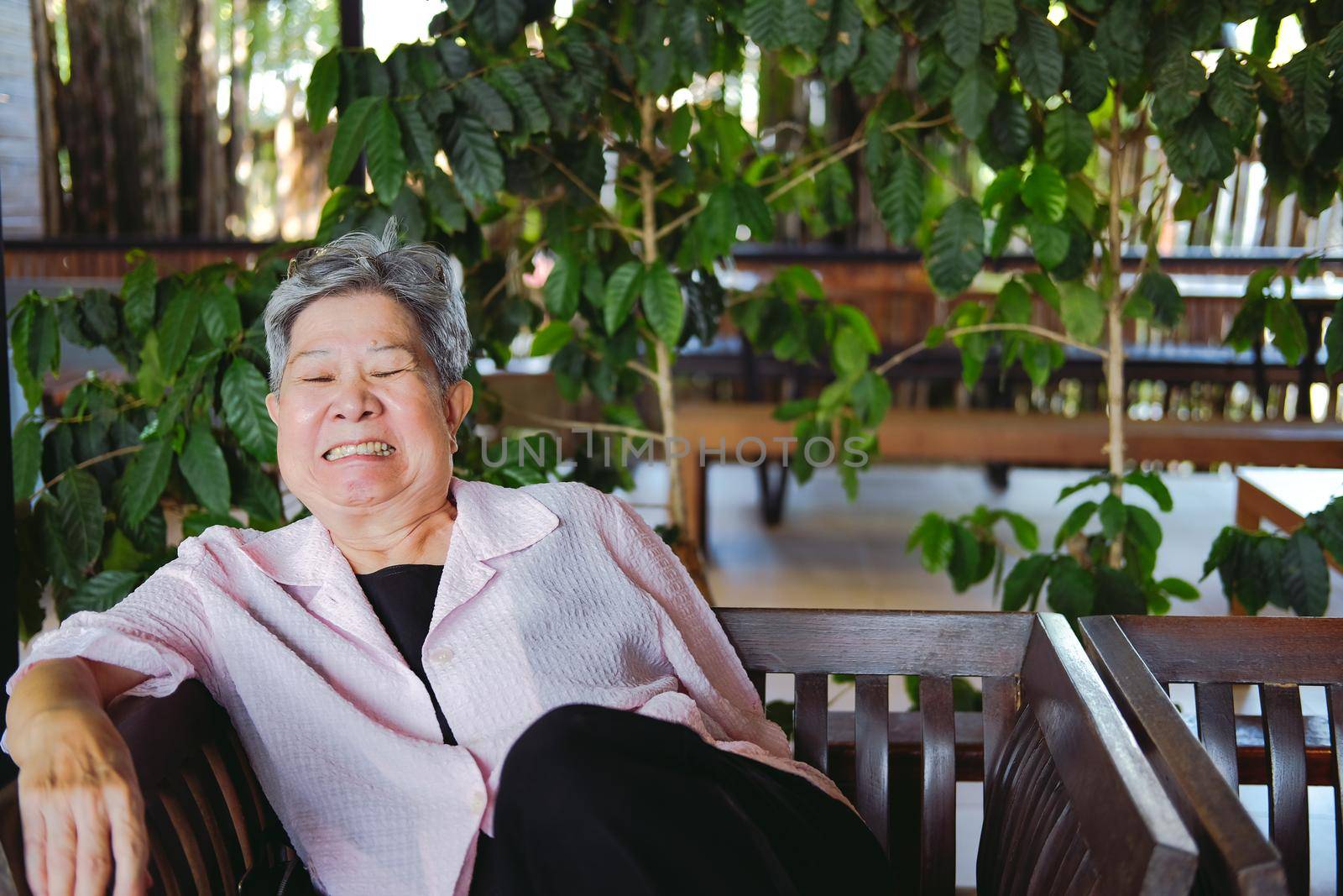 old asian elderly senior woman feeling upset angry