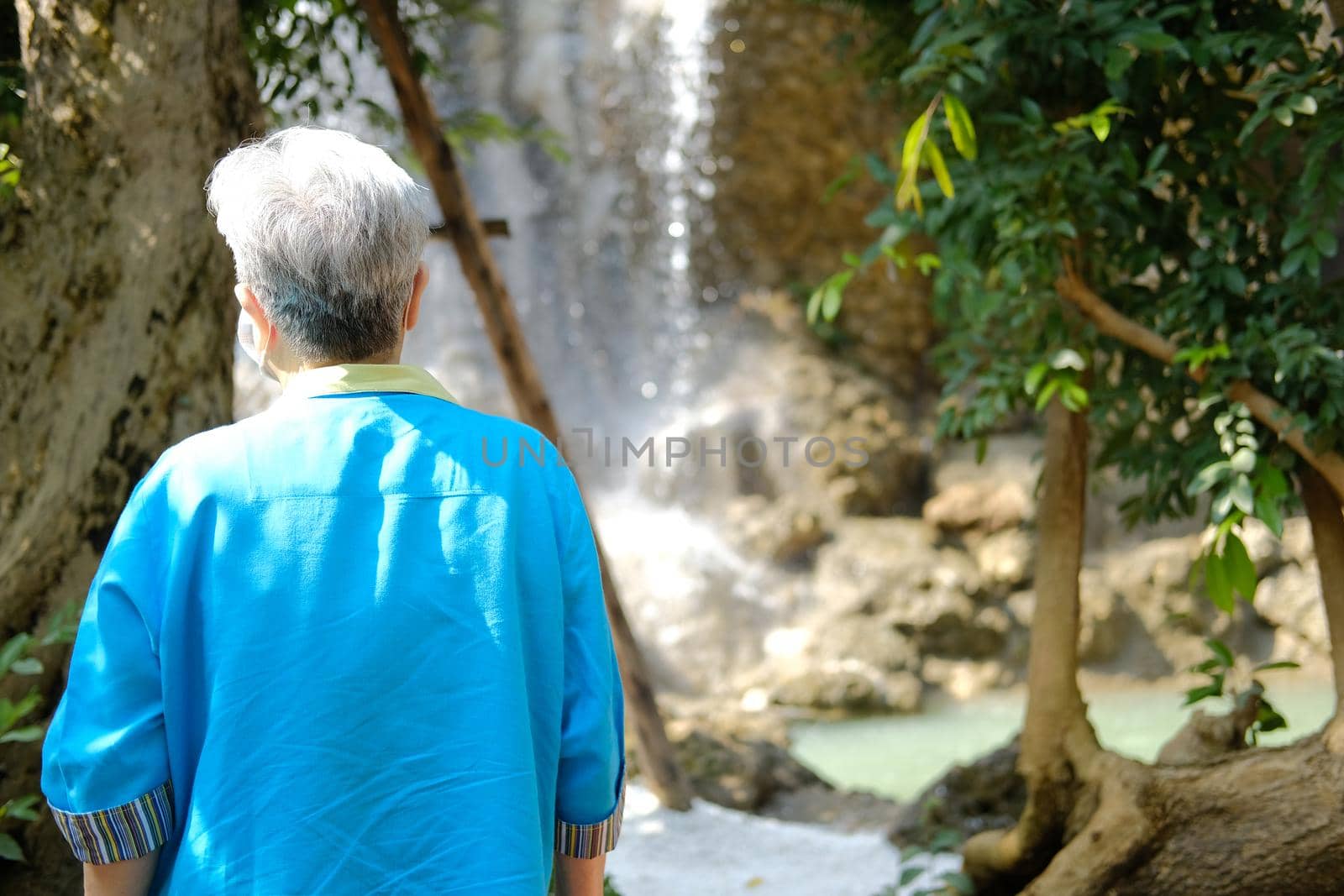asian old elderly elder woman resting relaxing in garden. senior leisure lifestyle