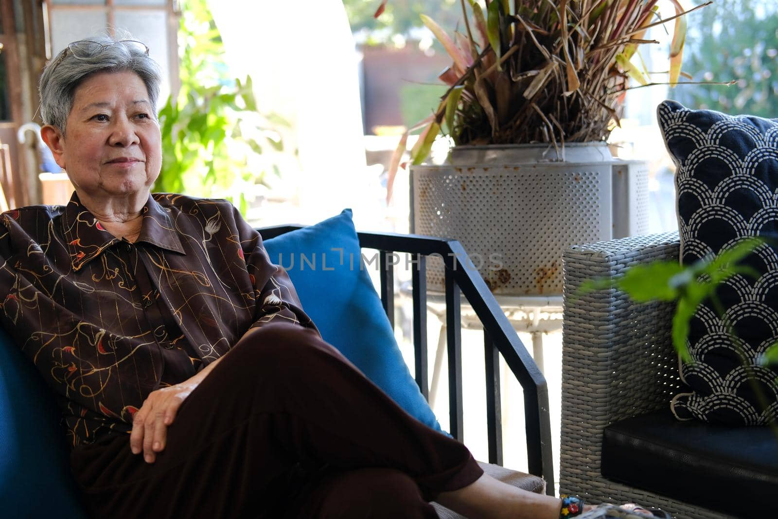 asian old elder woman elderly relaxing resting at home. senior leisure lifestyle