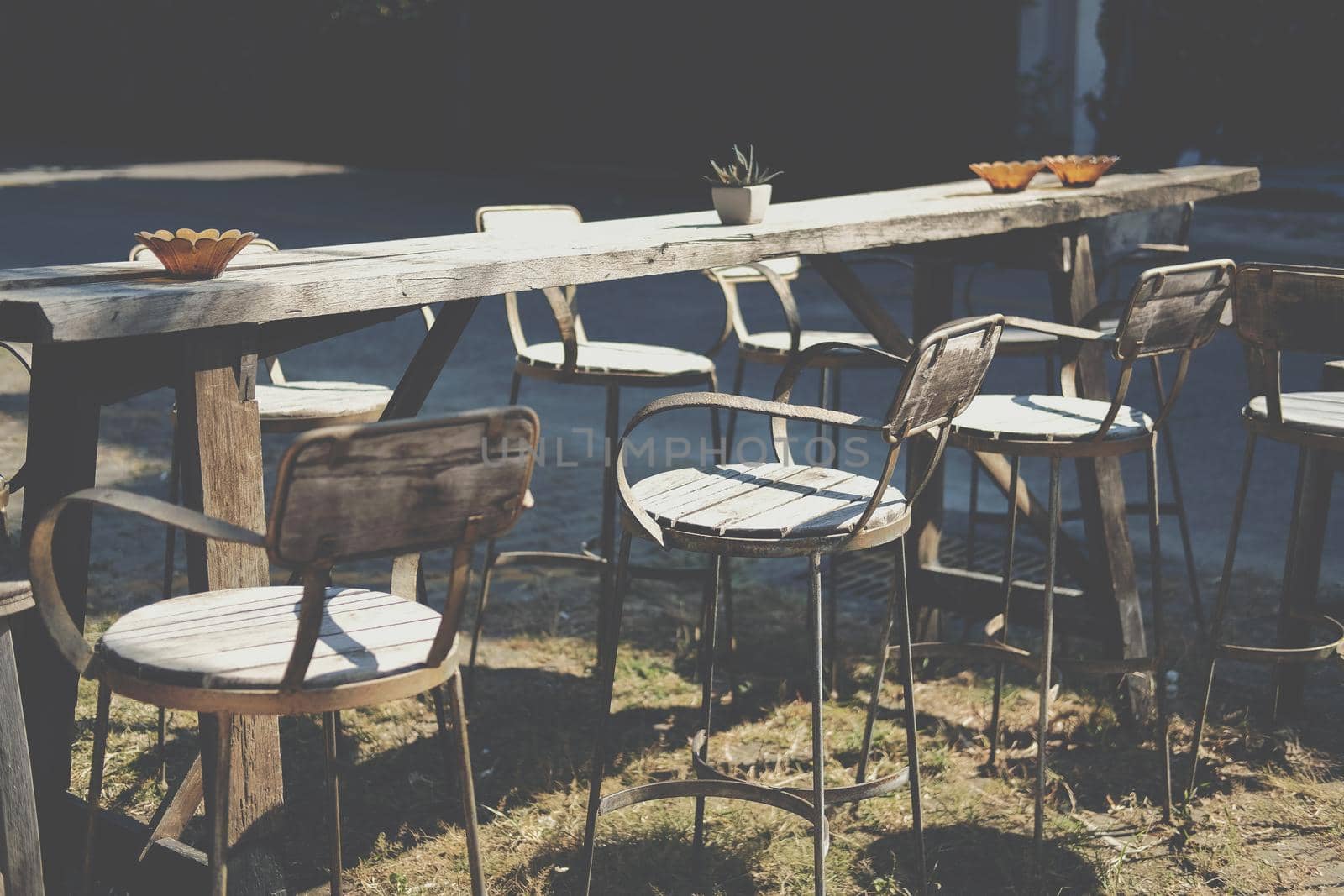 wooden chair on patio at home