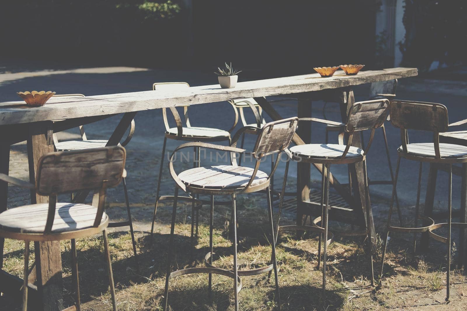 wooden chair on patio at home
