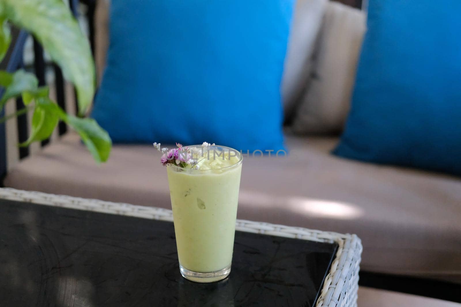 blended avocado fruit smoothie milkshake with milk yogurt