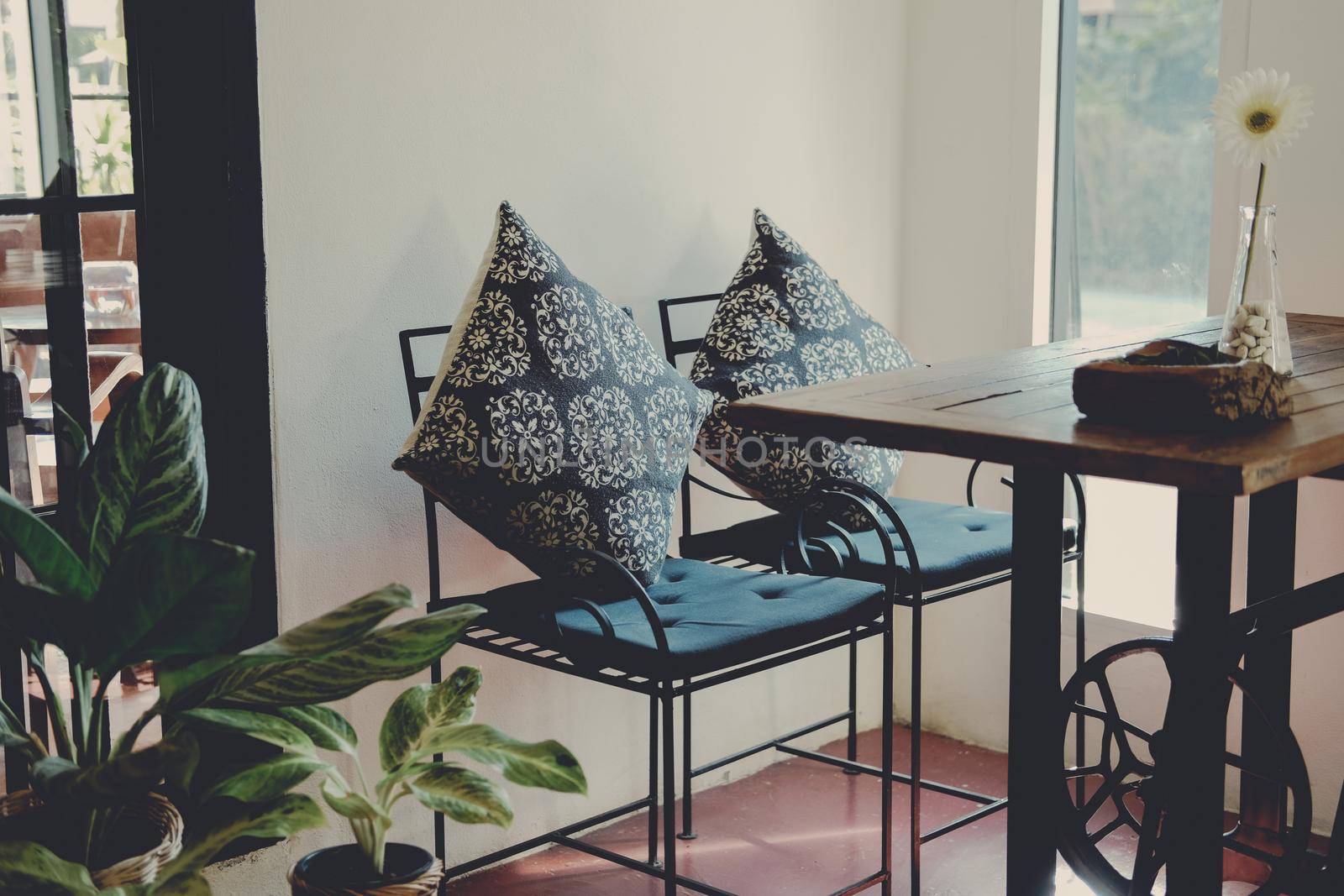 pillow on chair in living room at home