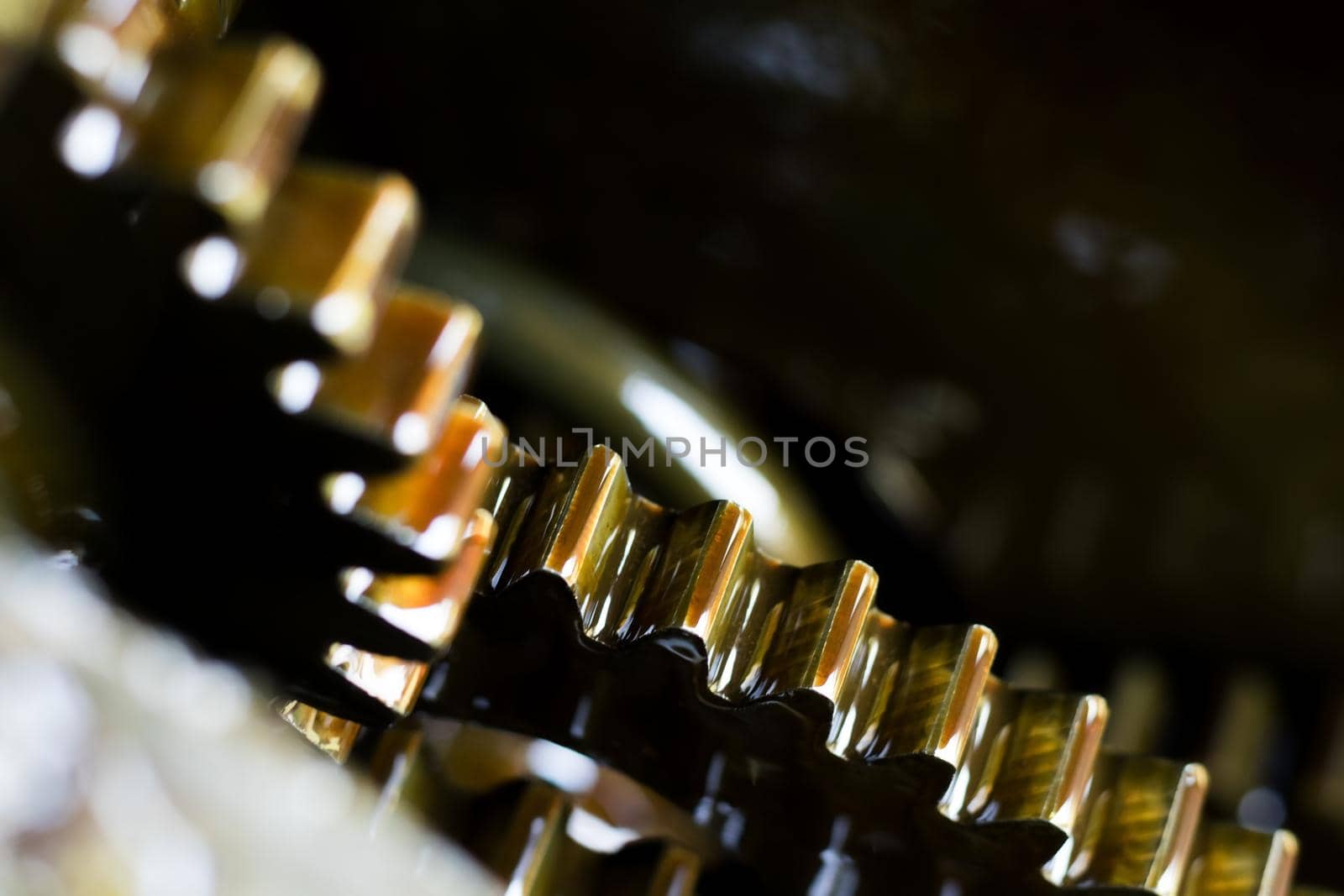 Close up internal engine gear tractor. Engine walking tractor.