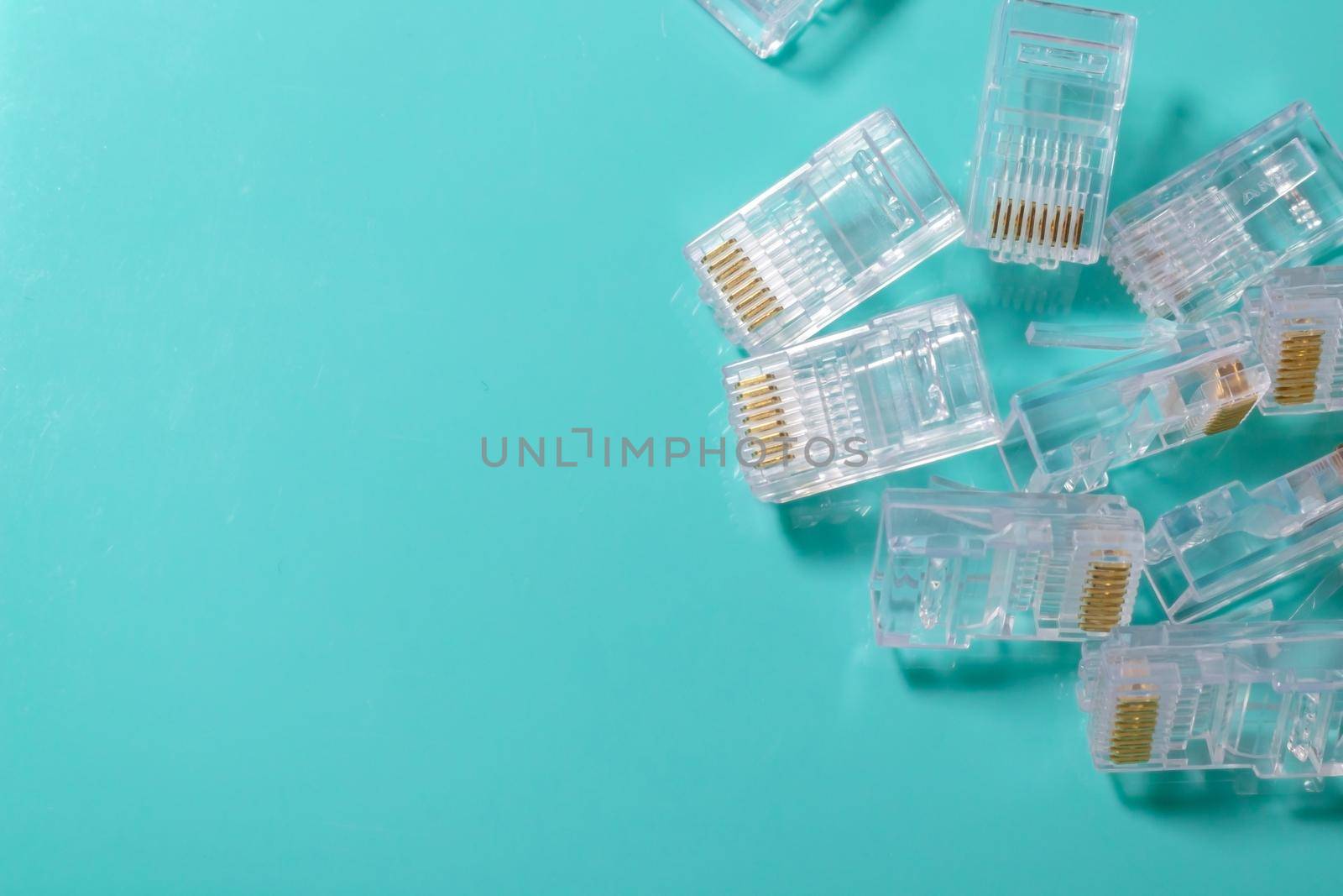 Transparent plug ethernet rj-45 connector to connect to the Internet isolated background. by iPixel_Studio