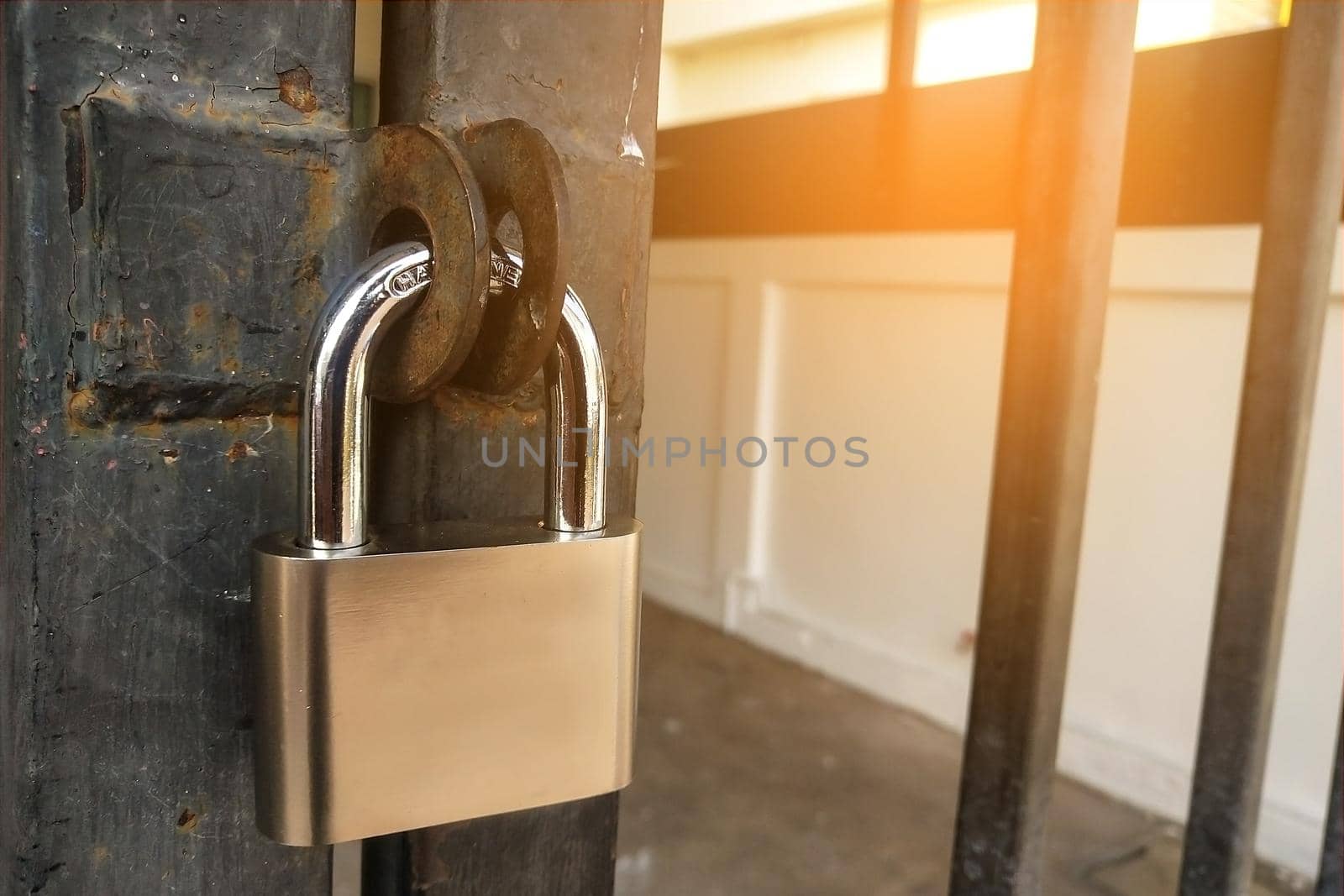 Master door stainless steel lock and master key at the front door