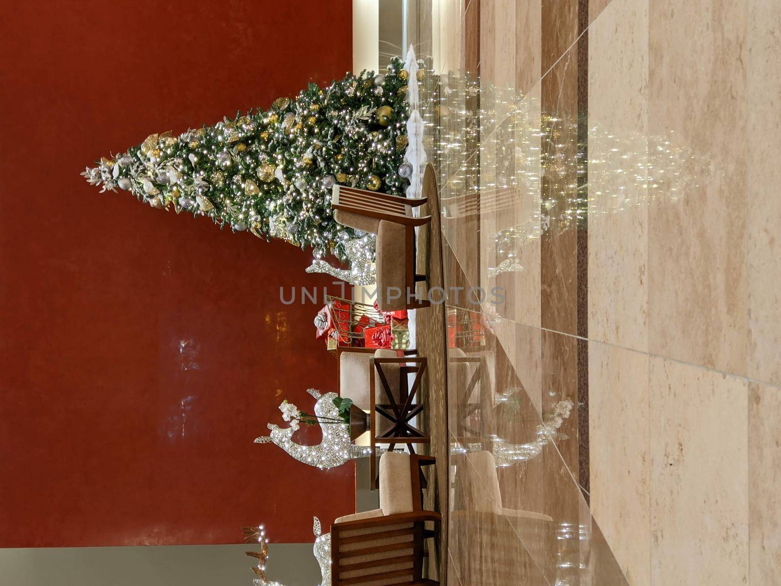 decorated christmas tree indoors office building by digidreamgrafix