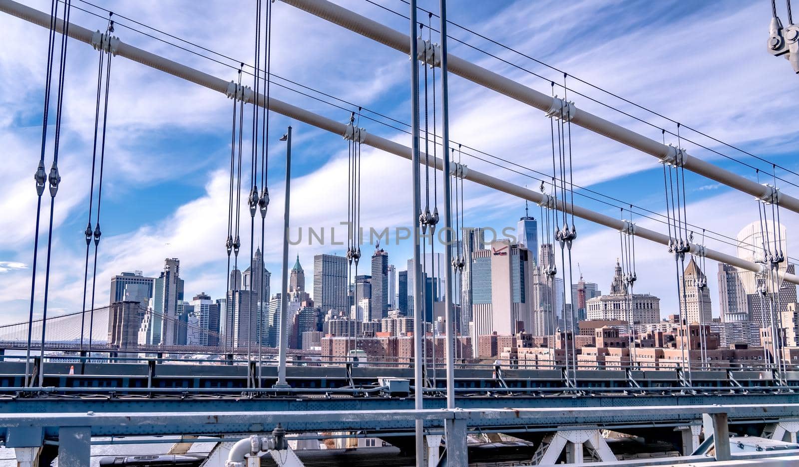 manhattan bridge and new york city skyline by digidreamgrafix