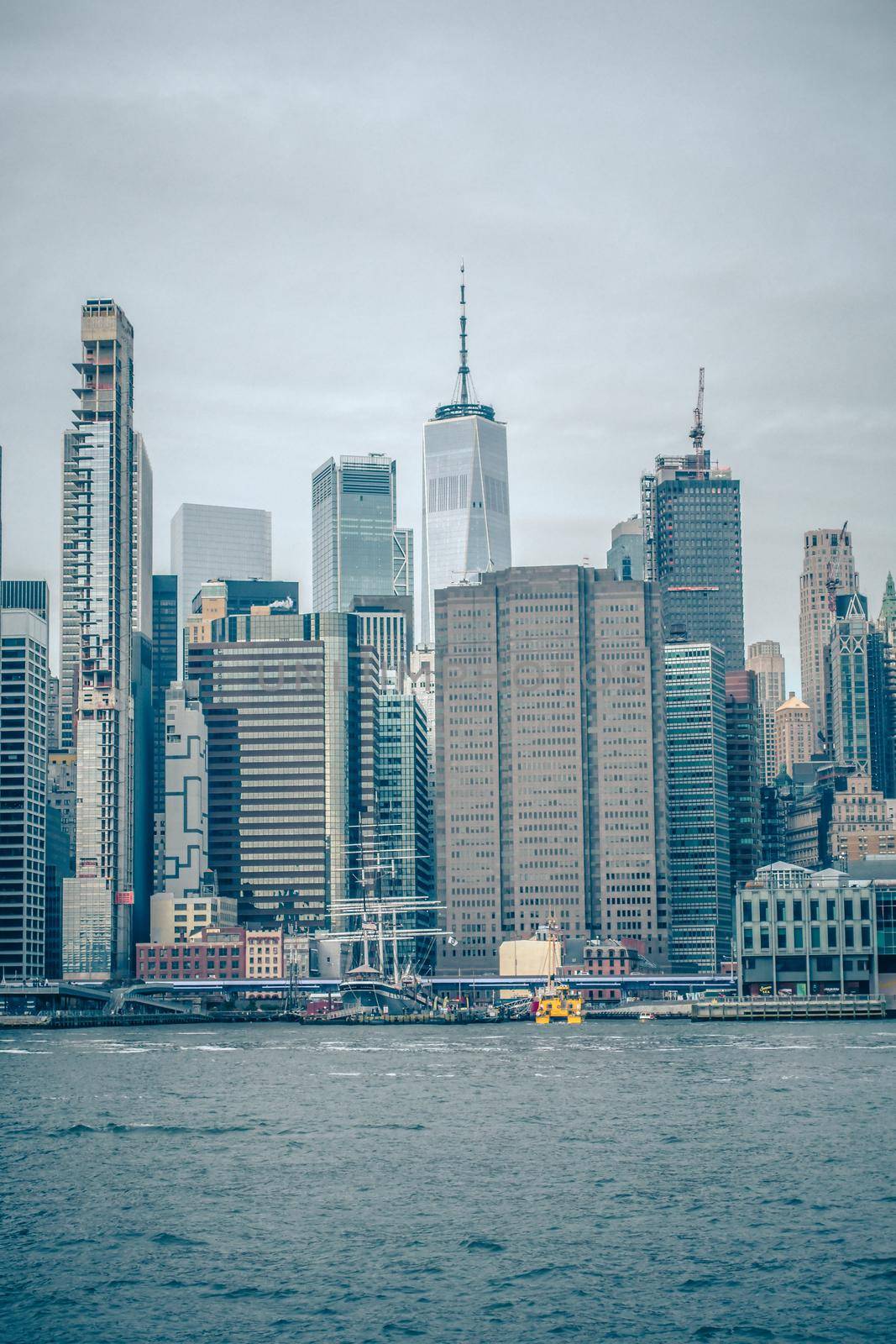 new york city manhattan skyline on a cloudy day in november by digidreamgrafix