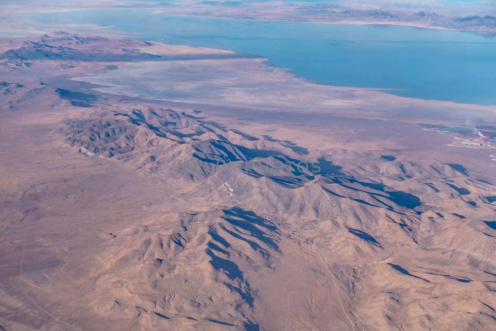 flying over pyramid lake near reno nevada 