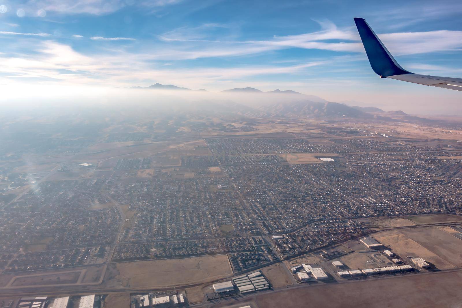 Aerial view from airplane over reno nevada by digidreamgrafix