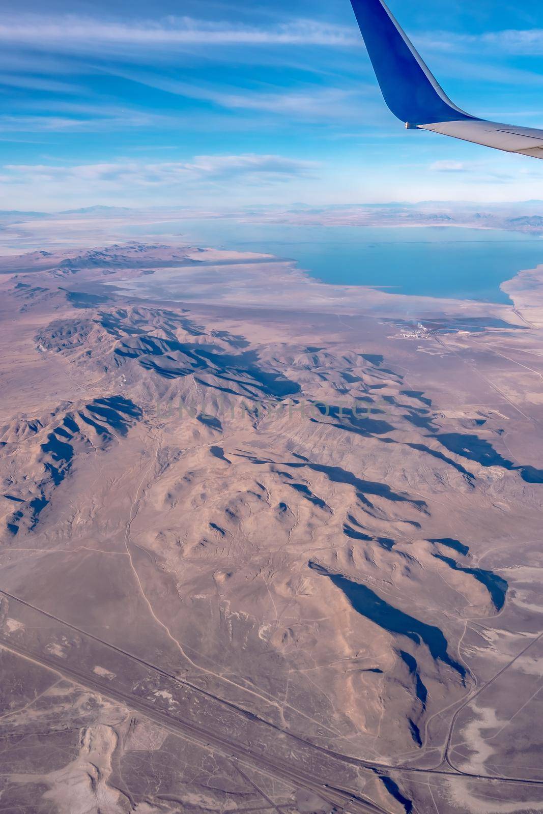 flying over pyramid lake near reno nevada 