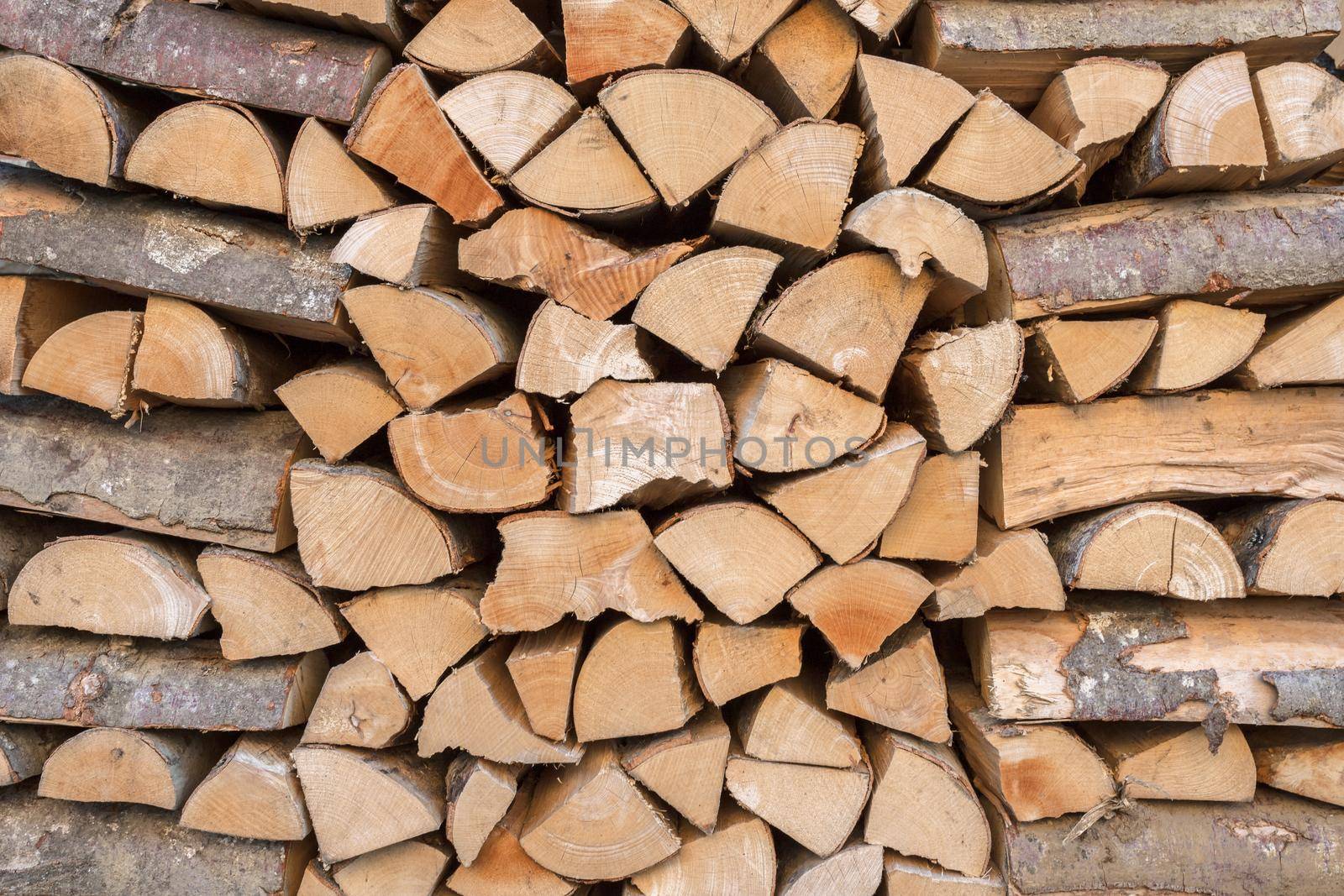 Stacked wooden logs by germanopoli