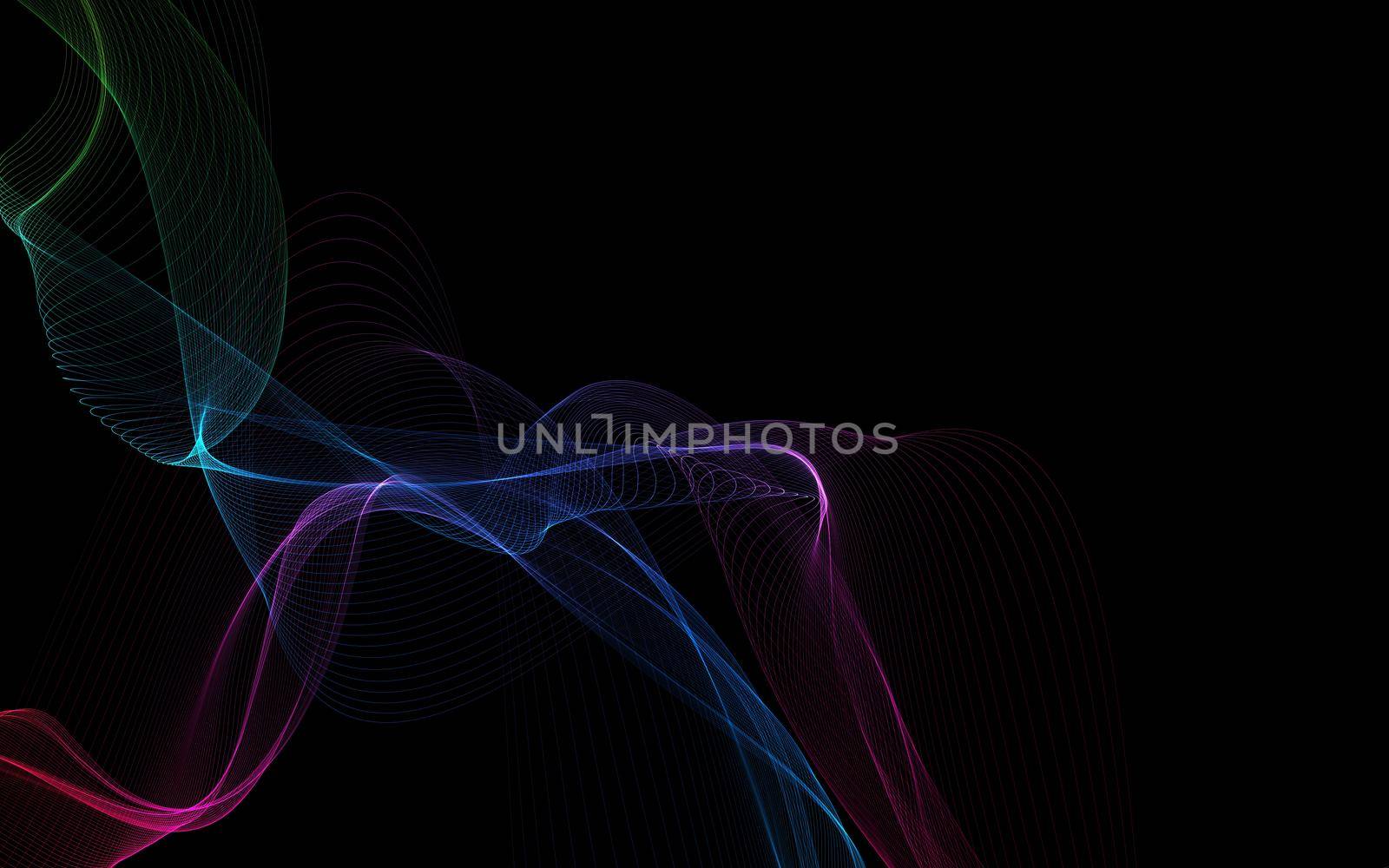 Dark abstract background with a glowing abstract waves by teerawit