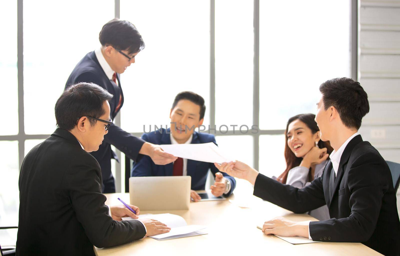 Multiethnic diverse group of business coworkers in team meeting discussion