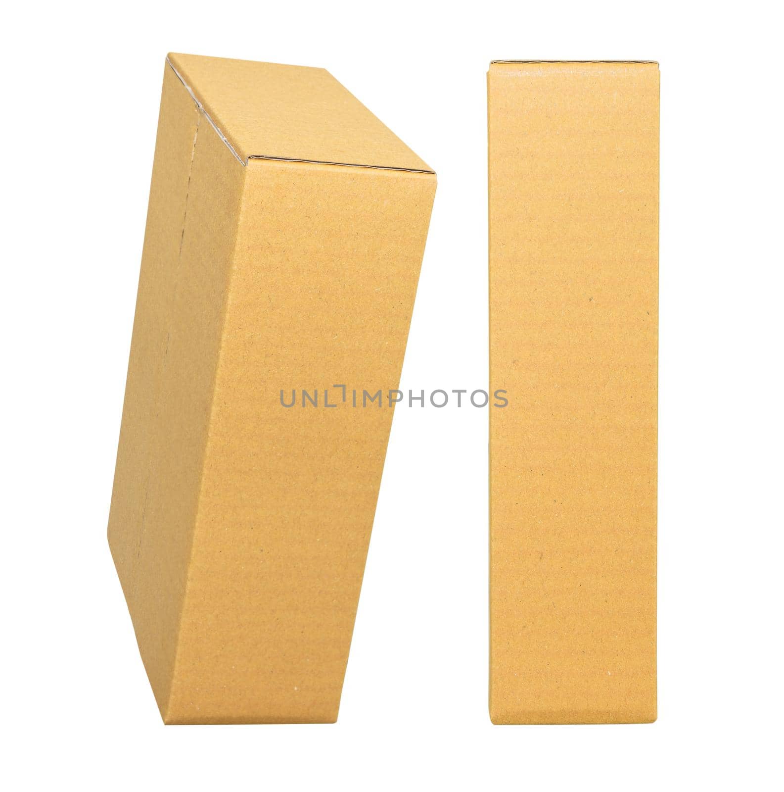 Closed Brown cardboard box isolated on white  by stoonn