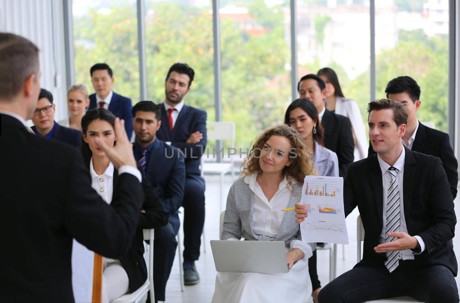 Group of people in Business corporate Event training seminar, the congratulation success of the organization. The conferences event or training education. Business workplace management and development performance.