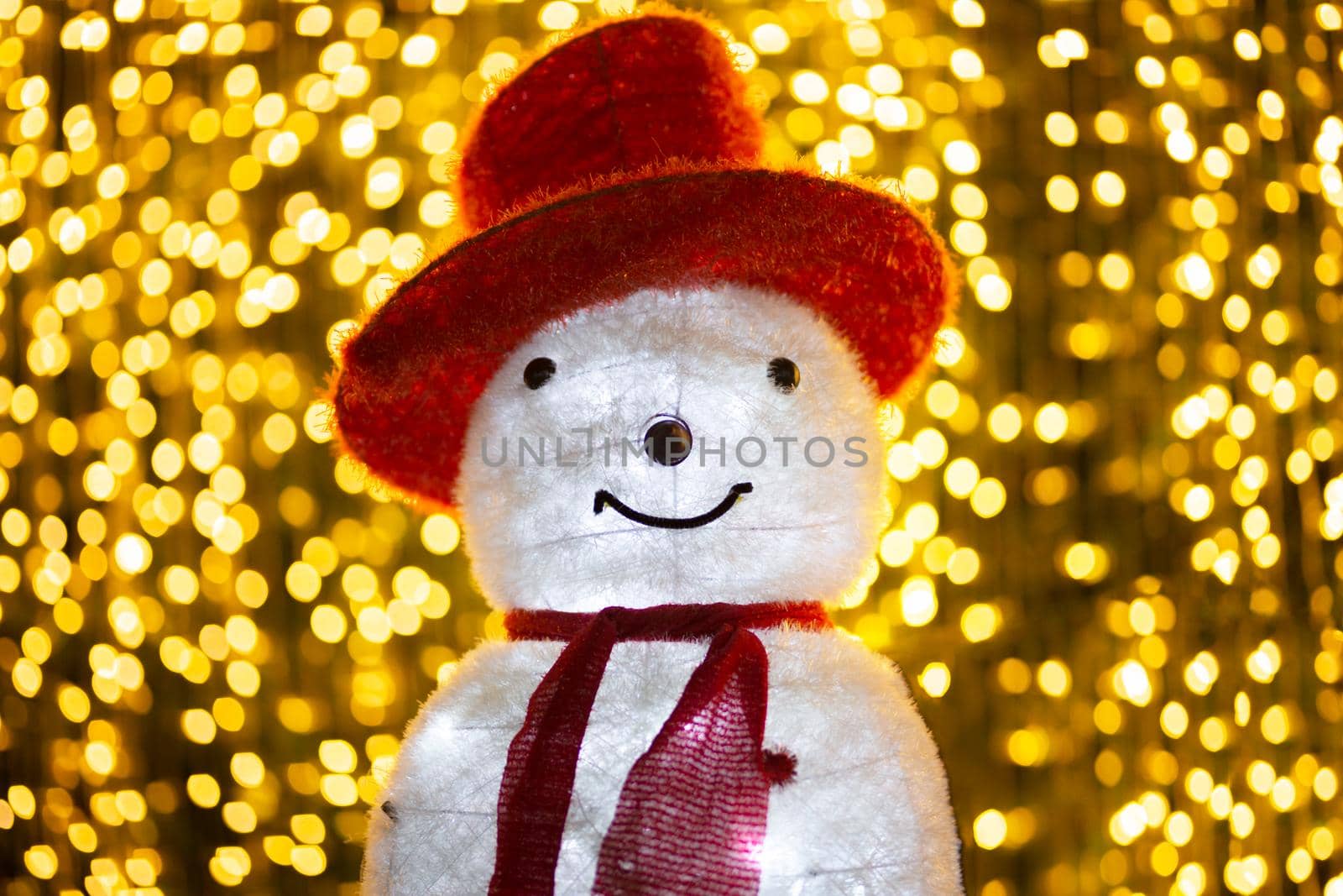 Abstract blurred Christmas light bokeh background.