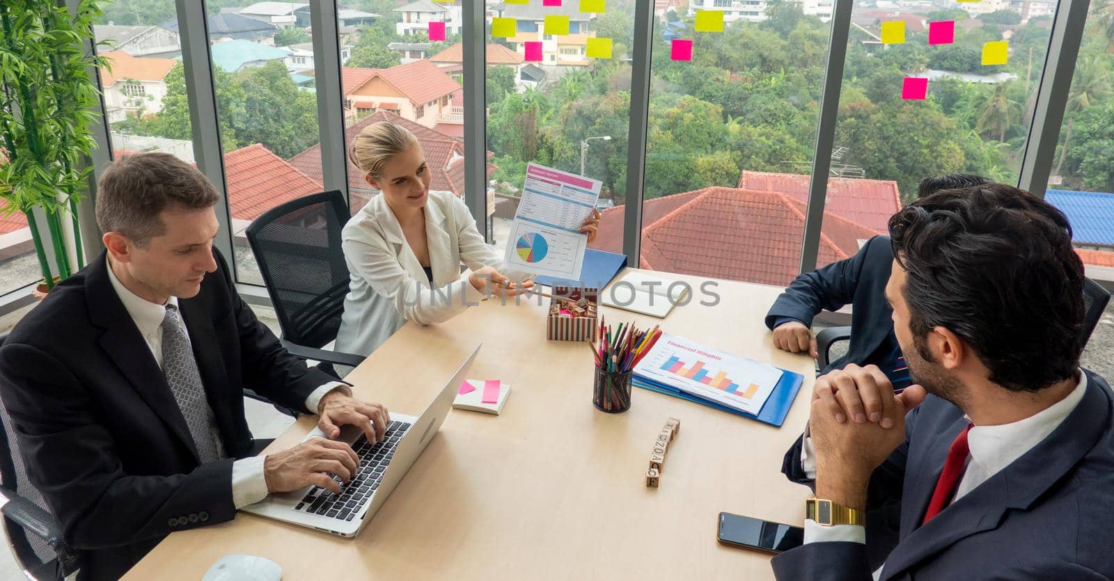 Multiethnic diverse group of business coworkers in team meeting discussion