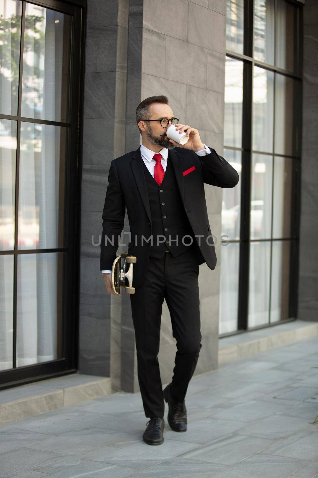 Bearded hipster businessman or Businessman hipster with stylish beard portraits. by chuanchai