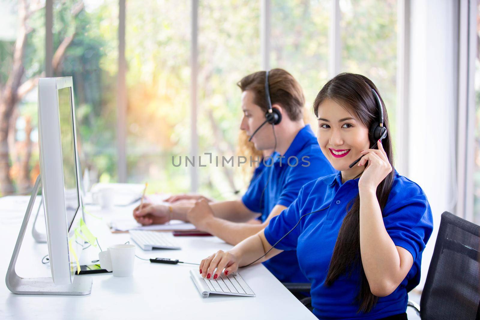 Call center team at the office