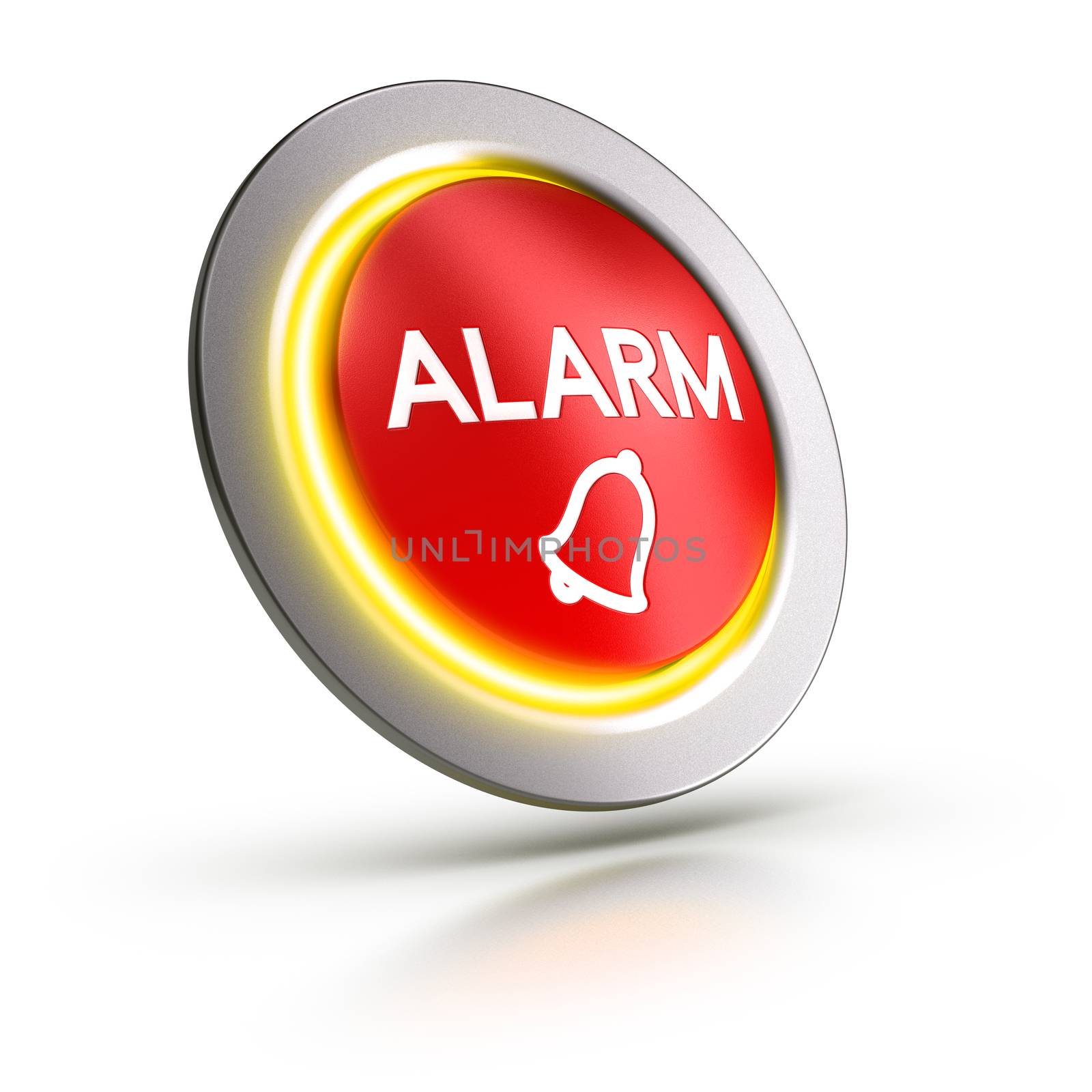 3D red alarm button over white background. by Olivier-Le-Moal