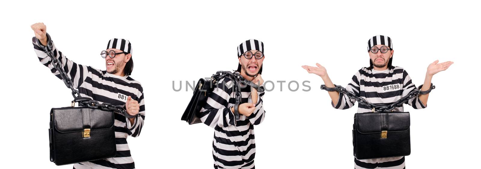 Prison inmate isolated on the white background