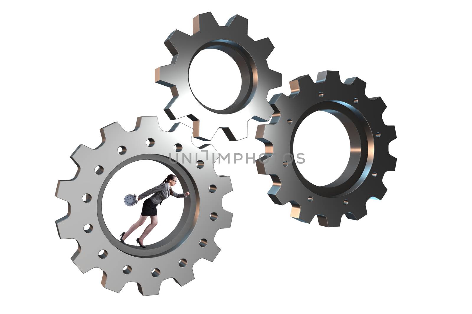 Teamwork concept with cogwheels and business people by Elnur